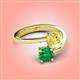 4 - Jianna 6.00 mm Cushion Lab Created Yellow Sapphire and Round Emerald 2 Stone Promise Ring 