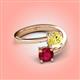 4 - Jianna 6.00 mm Cushion Lab Created Yellow Sapphire and Round Ruby 2 Stone Promise Ring 