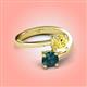 4 - Jianna 6.00 mm Cushion Lab Created Yellow Sapphire and Round London Blue Topaz 2 Stone Promise Ring 