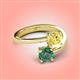 4 - Jianna 6.00 mm Cushion Lab Created Yellow Sapphire and Round Lab Created Alexandrite 2 Stone Promise Ring 