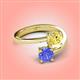 4 - Jianna 6.00 mm Cushion Lab Created Yellow Sapphire and Round Tanzanite 2 Stone Promise Ring 