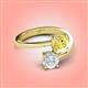 4 - Jianna 6.00 mm Cushion Lab Created Yellow Sapphire and Round White Sapphire 2 Stone Promise Ring 