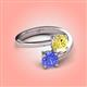 4 - Jianna 6.00 mm Cushion Lab Created Yellow Sapphire and Round Tanzanite 2 Stone Promise Ring 