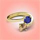 4 - Jianna 6.00 mm Cushion Lab Created Blue Sapphire and Round Smoky Quartz 2 Stone Promise Ring 