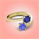 4 - Jianna 6.00 mm Cushion Lab Created Blue Sapphire and Round Tanzanite 2 Stone Promise Ring 