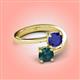 4 - Jianna 6.00 mm Cushion Lab Created Blue Sapphire and Round London Blue Topaz 2 Stone Promise Ring 