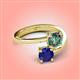 4 - Jianna 6.00 mm Cushion Lab Created Alexandrite and Round Blue Sapphire 2 Stone Promise Ring 