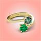 4 - Jianna 6.00 mm Cushion Lab Created Alexandrite and Round Emerald 2 Stone Promise Ring 