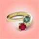 4 - Jianna 6.00 mm Cushion Lab Created Alexandrite and Round Ruby 2 Stone Promise Ring 