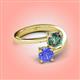 4 - Jianna 6.00 mm Cushion Lab Created Alexandrite and Round Tanzanite 2 Stone Promise Ring 