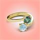 4 - Jianna 6.00 mm Cushion Lab Created Alexandrite and Round Aquamarine 2 Stone Promise Ring 