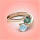 4 - Jianna 6.00 mm Cushion Lab Created Alexandrite and Round Aquamarine 2 Stone Promise Ring 