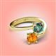 4 - Jianna 6.00 mm Cushion Lab Created Alexandrite and Round Citrine 2 Stone Promise Ring 