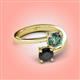 4 - Jianna 6.00 mm Cushion Lab Created Alexandrite and Round Black Diamond 2 Stone Promise Ring 