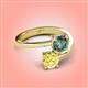 4 - Jianna 6.00 mm Cushion Lab Created Alexandrite and Round Lab Created Yellow Sapphire 2 Stone Promise Ring 