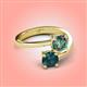 4 - Jianna 6.00 mm Cushion Lab Created Alexandrite and Round London Blue Topaz 2 Stone Promise Ring 