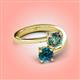 4 - Jianna 6.00 mm Cushion Lab Created Alexandrite and Round Blue Diamond 2 Stone Promise Ring 