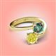 4 - Jianna 6.00 mm Cushion Lab Created Alexandrite and Round Yellow Diamond 2 Stone Promise Ring 
