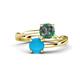 1 - Jianna 6.00 mm Cushion Lab Created Alexandrite and Round Turquoise 2 Stone Promise Ring 