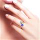 3 - Jianna 6.00 mm Cushion Forever Brilliant Moissanite and Round Tanzanite 2 Stone Promise Ring 
