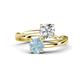 1 - Jianna 6.00 mm Cushion Forever Brilliant Moissanite and Round Aquamarine 2 Stone Promise Ring 