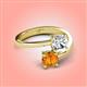 4 - Jianna 6.00 mm Cushion Forever Brilliant Moissanite and Round Citrine 2 Stone Promise Ring 