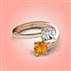 4 - Jianna 6.00 mm Cushion Forever Brilliant Moissanite and Round Citrine 2 Stone Promise Ring 