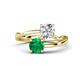 1 - Jianna 6.00 mm Cushion Forever Brilliant Moissanite and Round Emerald 2 Stone Promise Ring 