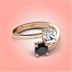 4 - Jianna 6.00 mm Cushion Forever Brilliant Moissanite and Round Black Diamond 2 Stone Promise Ring 