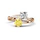 1 - Jianna 6.00 mm Cushion Forever Brilliant Moissanite and Round Lab Created Yellow Sapphire 2 Stone Promise Ring 