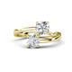 1 - Jianna 6.00 mm Cushion Forever Brilliant Moissanite and Round White Sapphire 2 Stone Promise Ring 