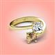 4 - Jianna 6.00 mm Cushion Forever Brilliant Moissanite and Round Smoky Quartz 2 Stone Promise Ring 