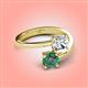 4 - Jianna 6.00 mm Cushion Forever Brilliant Moissanite and Round Lab Created Alexandrite 2 Stone Promise Ring 