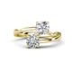 1 - Jianna 6.00 mm Cushion Forever Brilliant Moissanite and GIA Certified Round Natural Diamond 2 Stone Promise Ring 