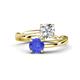 1 - Jianna 6.00 mm Cushion Forever One Moissanite and Round Tanzanite 2 Stone Promise Ring 