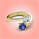 4 - Jianna 6.00 mm Cushion Forever One Moissanite and Round Iolite 2 Stone Promise Ring 