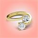 4 - Jianna 6.00 mm Cushion Forever One Moissanite and Round White Sapphire 2 Stone Promise Ring 