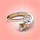 4 - Jianna 6.00 mm Cushion Forever One Moissanite and Round Smoky Quartz 2 Stone Promise Ring 