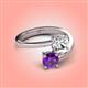 4 - Jianna 6.00 mm Cushion Forever One Moissanite and Round Amethyst 2 Stone Promise Ring 