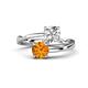 1 - Jianna 6.00 mm Cushion Forever One Moissanite and Round Citrine 2 Stone Promise Ring 