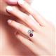 3 - Jianna 6.00 mm Cushion Forever One Moissanite and Round Rhodolite Garnet 2 Stone Promise Ring 