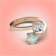 4 - Jianna 6.00 mm Cushion Forever One Moissanite and Round Opal 2 Stone Promise Ring 