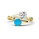 1 - Jianna 6.00 mm Cushion Forever One Moissanite and Round Turquoise 2 Stone Promise Ring 