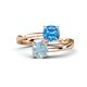 1 - Jianna 6.00 mm Cushion Blue Topaz and Round Aquamarine 2 Stone Promise Ring 