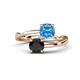1 - Jianna 6.00 mm Cushion Blue Topaz and Round Black Diamond 2 Stone Promise Ring 