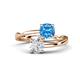1 - Jianna 6.00 mm Cushion Blue Topaz and Round White Sapphire 2 Stone Promise Ring 