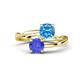 1 - Jianna 6.00 mm Cushion Blue Topaz and Round Tanzanite 2 Stone Promise Ring 