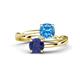 1 - Jianna 6.00 mm Cushion Blue Topaz and Round Iolite 2 Stone Promise Ring 