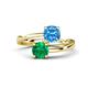 1 - Jianna 6.00 mm Cushion Blue Topaz and Round Emerald 2 Stone Promise Ring 