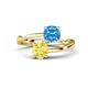 1 - Jianna 6.00 mm Cushion Blue Topaz and Round Lab Created Yellow Sapphire 2 Stone Promise Ring 